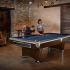 Brunswick Billiards Gold Crown VI 9' Slate Pool Table in Skyline Walnut/Espresso w/ Gully Return