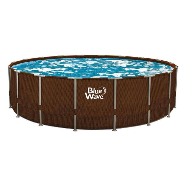 BlueWave Mocha Wicker 18-ft Round 52-in Deep Frame Swimming Pool