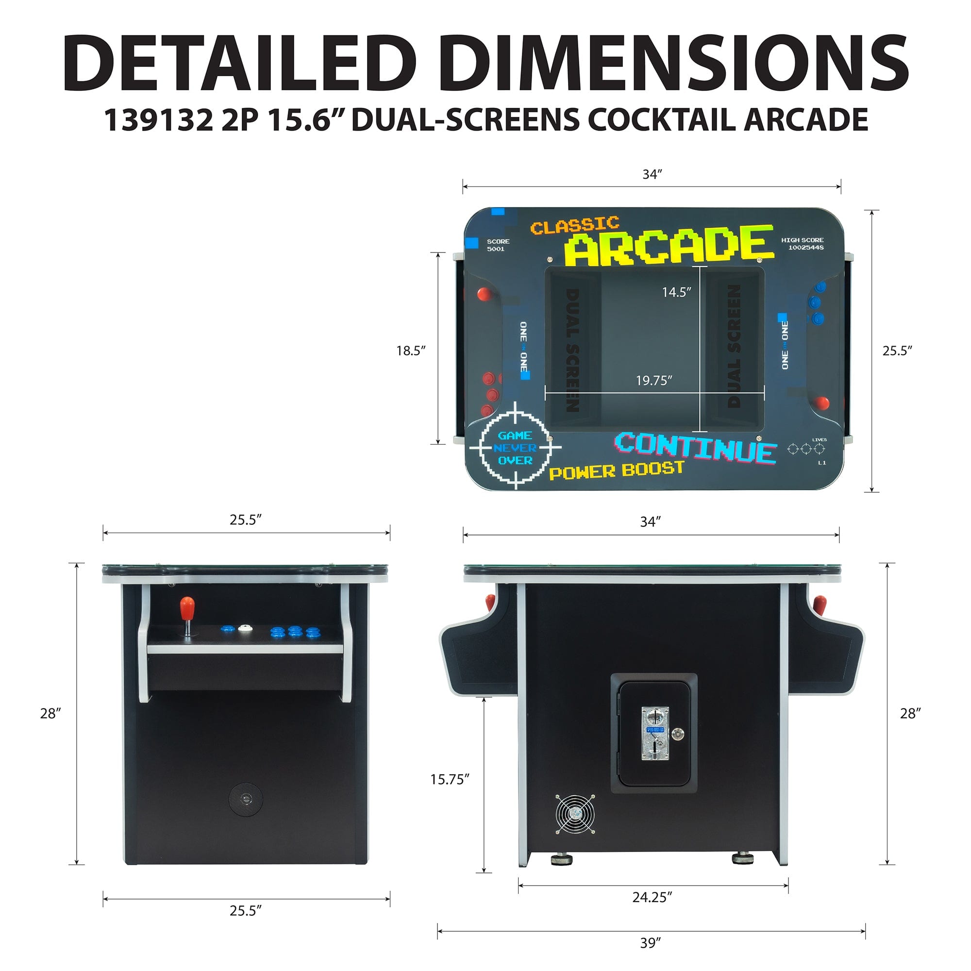 Creative Arcades 2P Dual-Screen Cocktail Arcade Machine