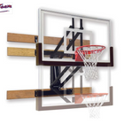 Wall-mounted basketball hoop with backboard and rim on a white background, featuring 'First Team' branding.