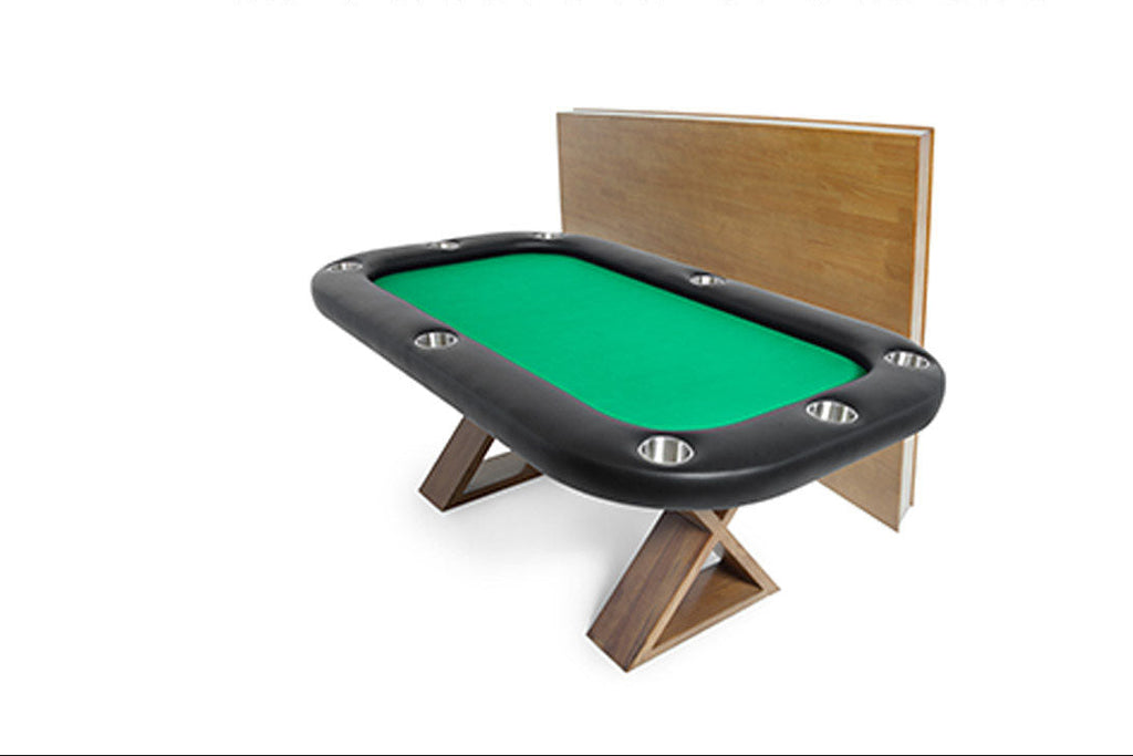 A BBO Poker Tables Helmsley with dining top and green felt is in the background.