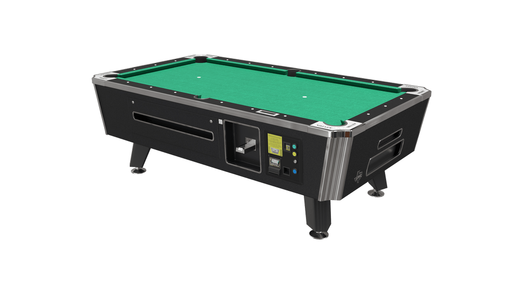 Valley Panther ZD-12X Black Frost coin-operated pool table with green felt top.