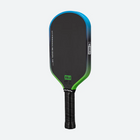 Pickleball paddle with black and green design on a white background