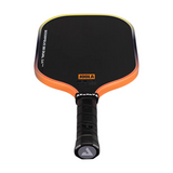 Orange and black pickleball paddle with Joola branding on a white background