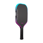 Pickleball paddle with black and purple design on a white background