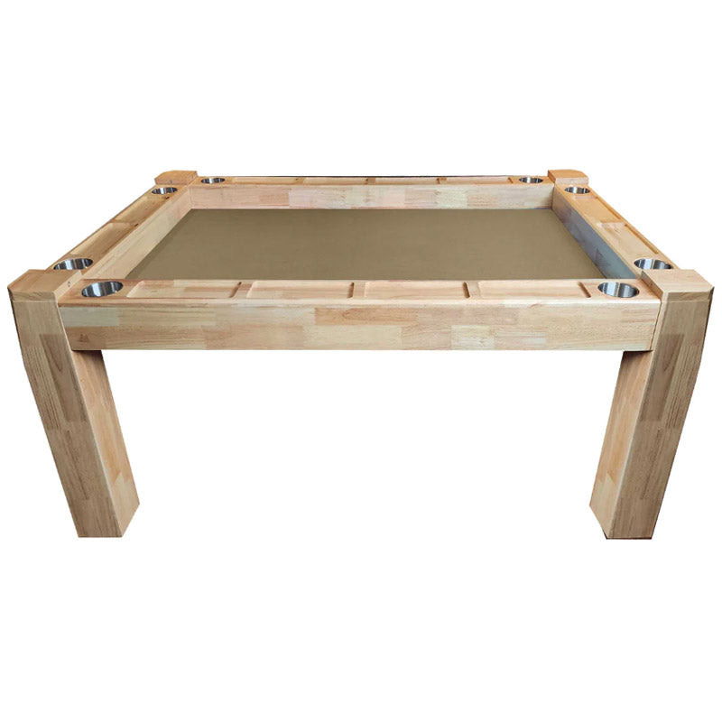 Game Theory Origins Game Table in Japandi-Zen with cup holders and recessed play area.