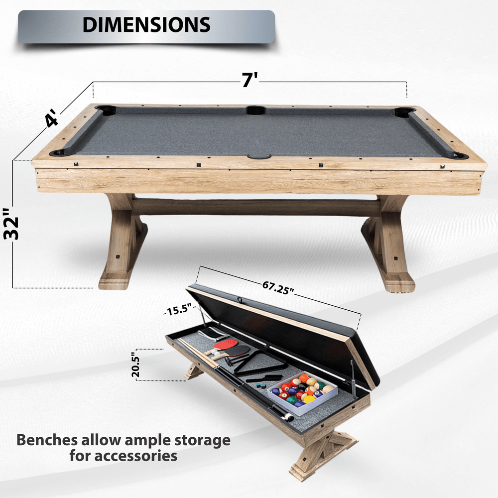 Freetime Fun The Rockford 7' Multi-Game Table in Rustic Oak with Grey Felt