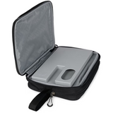 Gray case with a compartment for a device on a white background