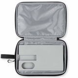 Gray case with a compartment for a device on a white background