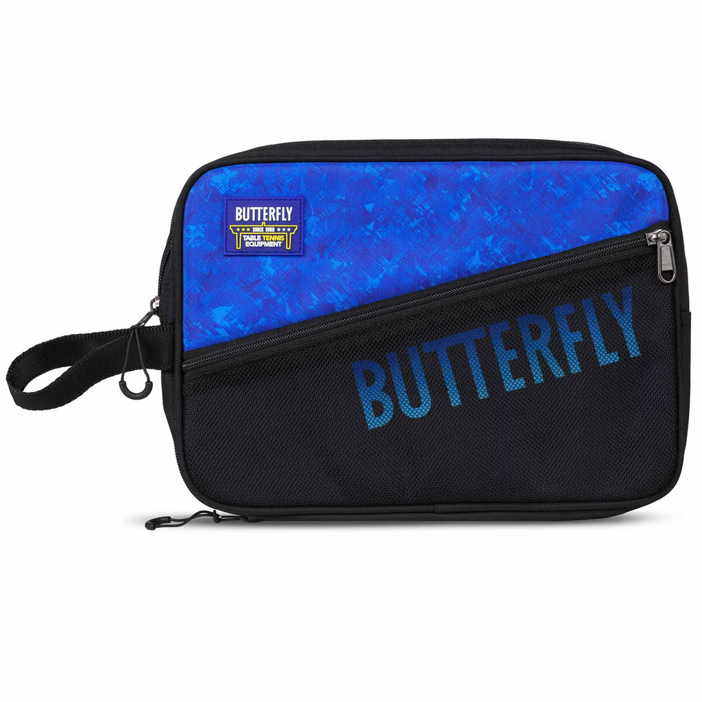 Black and blue bag with 'Butterfly' branding on a white background