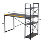 Black metal workbench with dimensions labeled on a white background