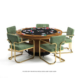 RAM Game Room Prohibition 60" Poker Table in Walnut with green chairs and poker set included.
