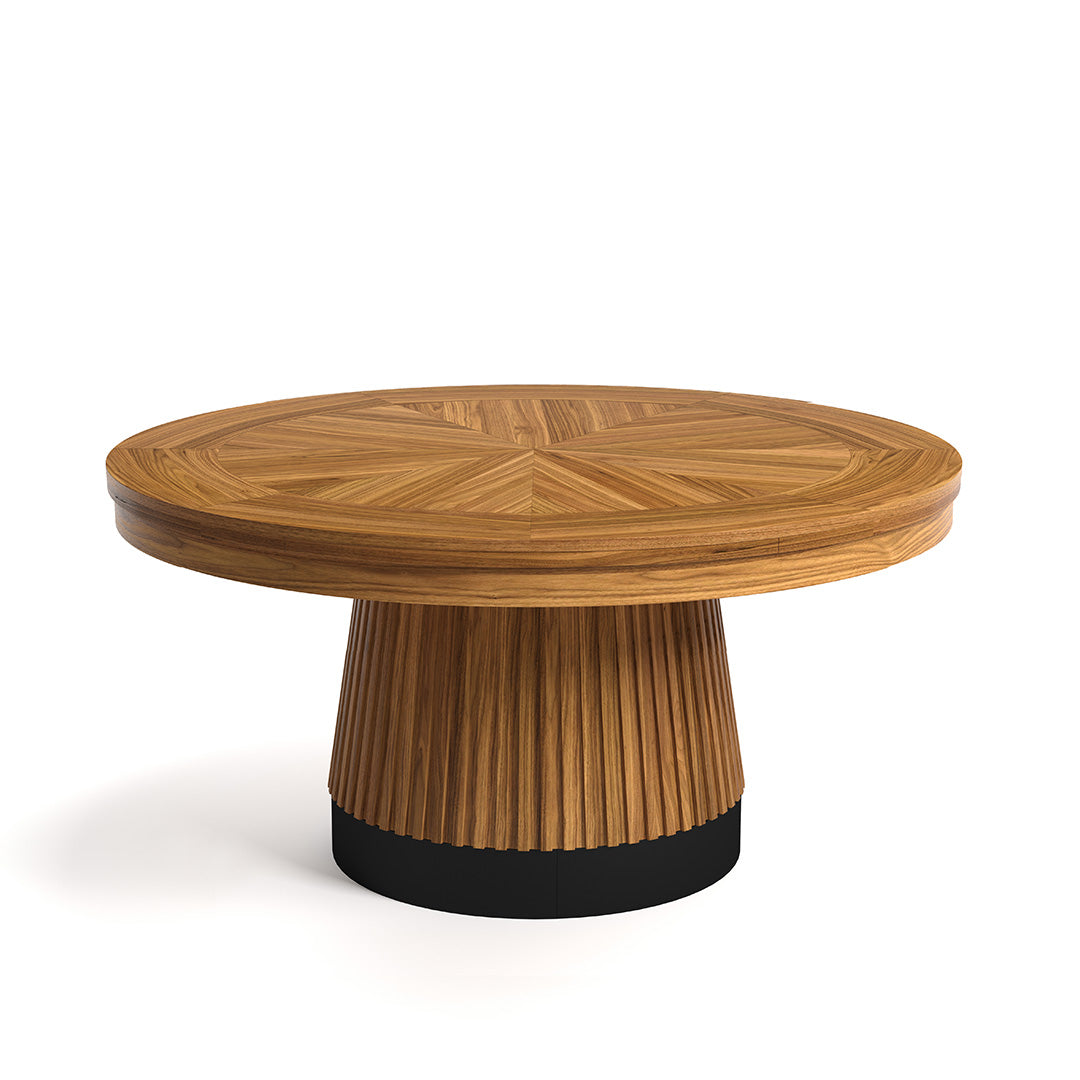 RAM Game Room Prohibition 60" Walnut Poker Table with geometric top and fluted base.