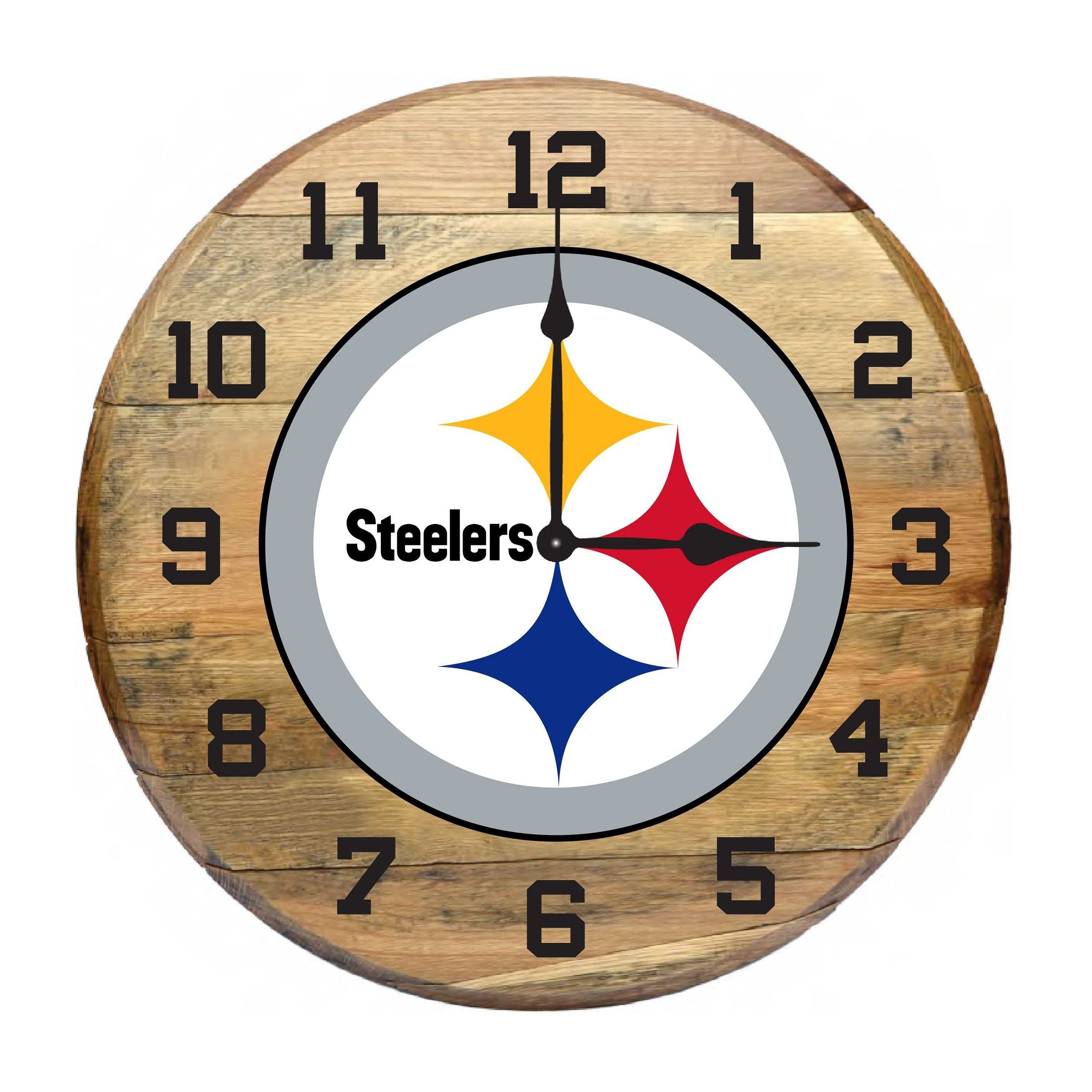 Imperial Pittsburgh Steelers Oak Barrel Clock