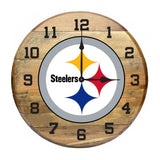 Imperial Pittsburgh Steelers Oak Barrel Clock