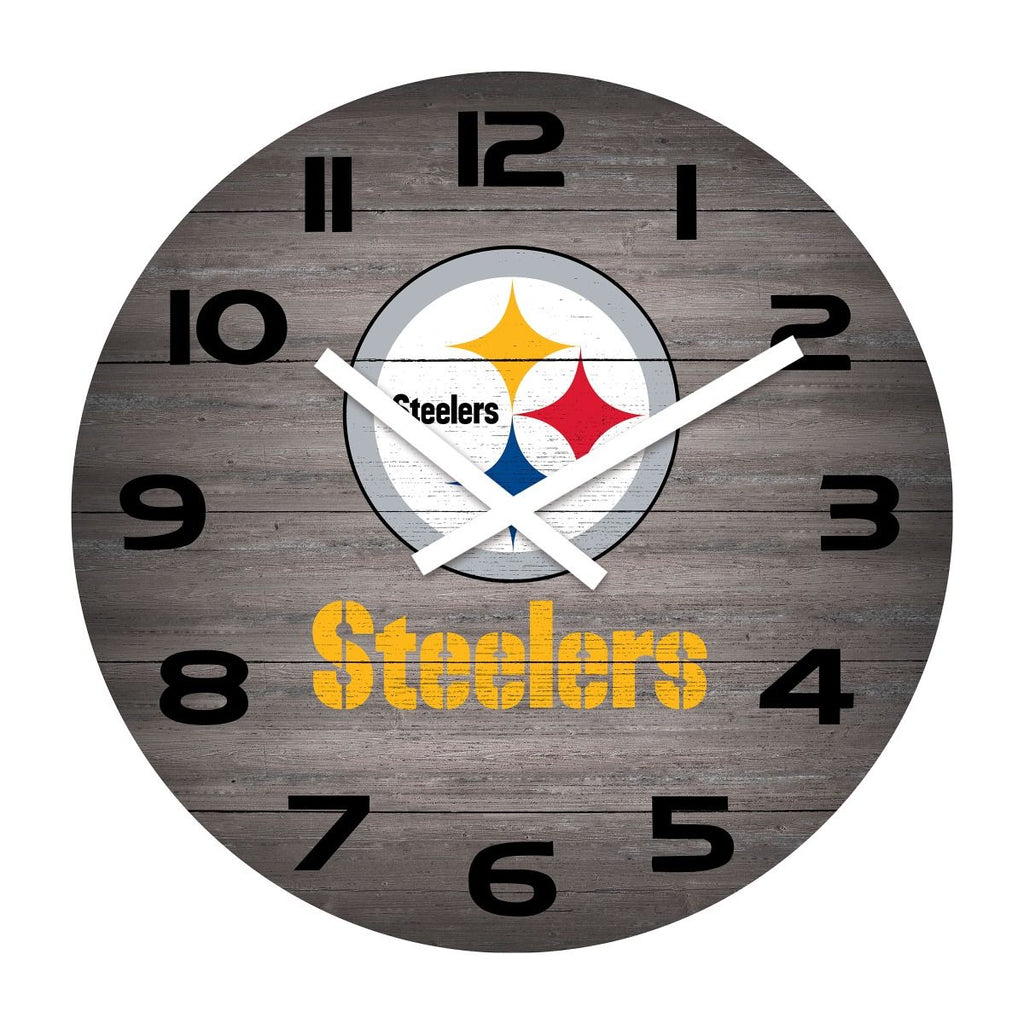 Imperial Pittsburgh Steelers 16" Weathered Wood Clock