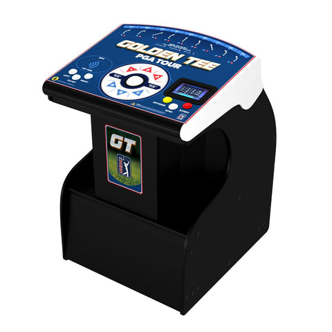 Golden Tee PGA Tour gaming console on a white background