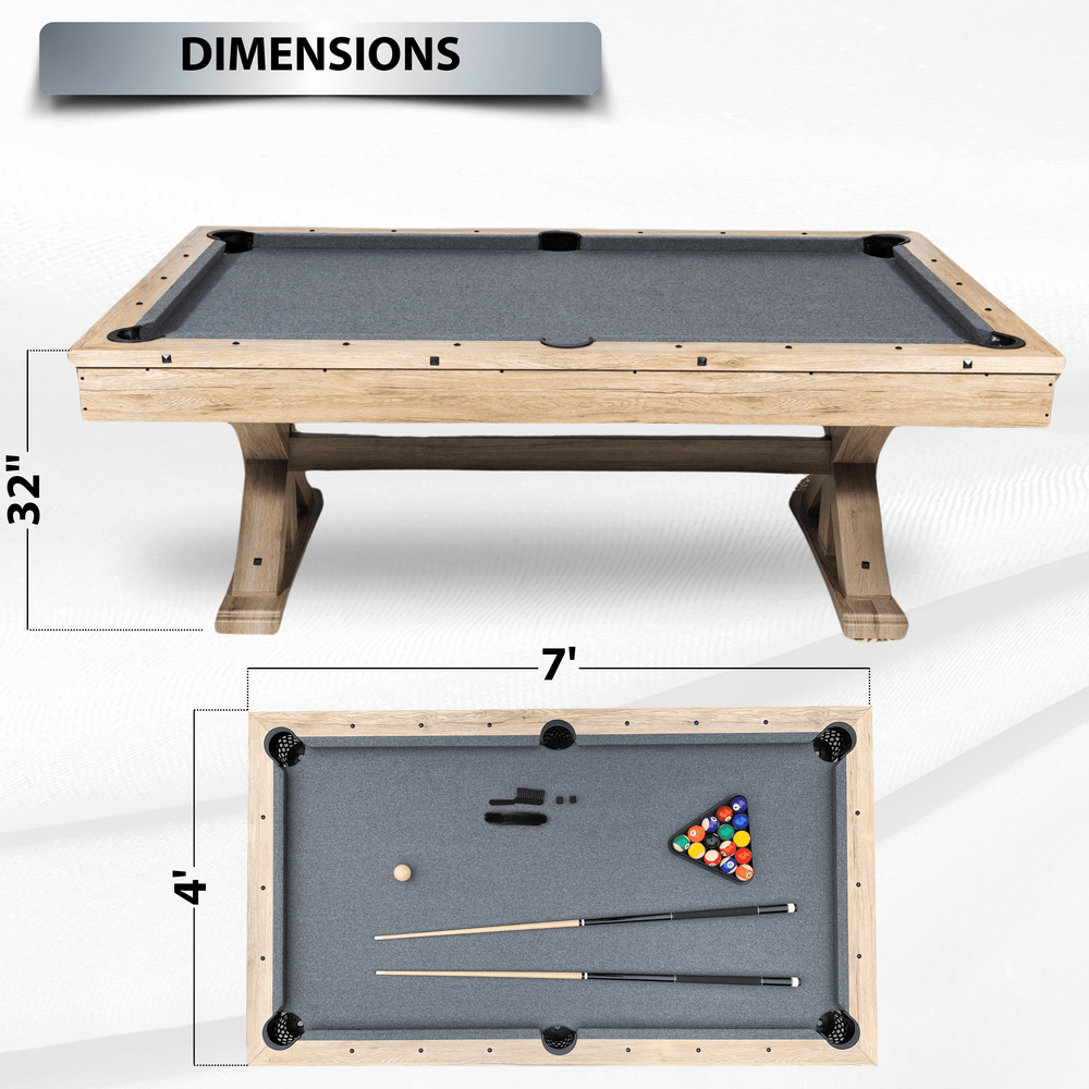 Freetime Fun The Rockford 7' Multi-Game Table in Rustic Oak with Grey Felt