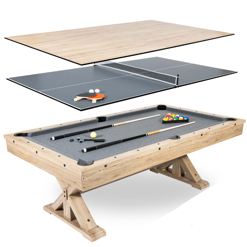 Freetime Fun The Rockford 7' Multi-Game Table in Rustic Oak with Grey Felt