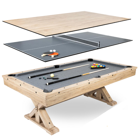 Freetime Fun The Rockford 7' Multi-Game Table in Rustic Oak with Grey Felt