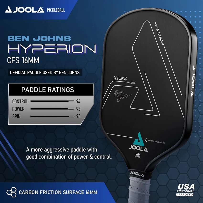 Paddle ratings for the next-generation technology on the Hyperion CFS 16mm Pickleball Paddle 
