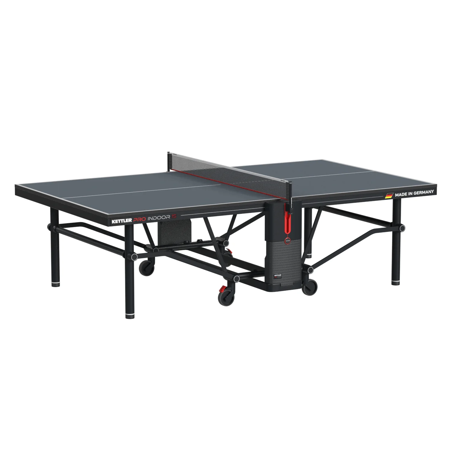 Kettler Pro Indoor 15 Table Tennis Table: quick assembly, foldable, wheels, net included.