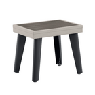 Small square table with a gray top and black legs on a white background