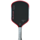 Engage Pickleball Alpha Pro paddle: black, red, raw carbon fiber, white grip handle.