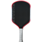 Engage Pickleball Alpha Pro paddle with red trim, white grip, and raw carbon fiber finish.