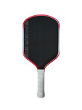 Engage Pickleball Alpha Pro paddle with red trim, white grip, and raw carbon fiber finish.