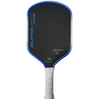 A Royal-Blue Alpha Pro Thermoformed paddle by Engage Pickleball with a white handle.