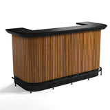 RAM Game Room Prohibition 84" Cocktail Bar in walnut with black top, on white background.