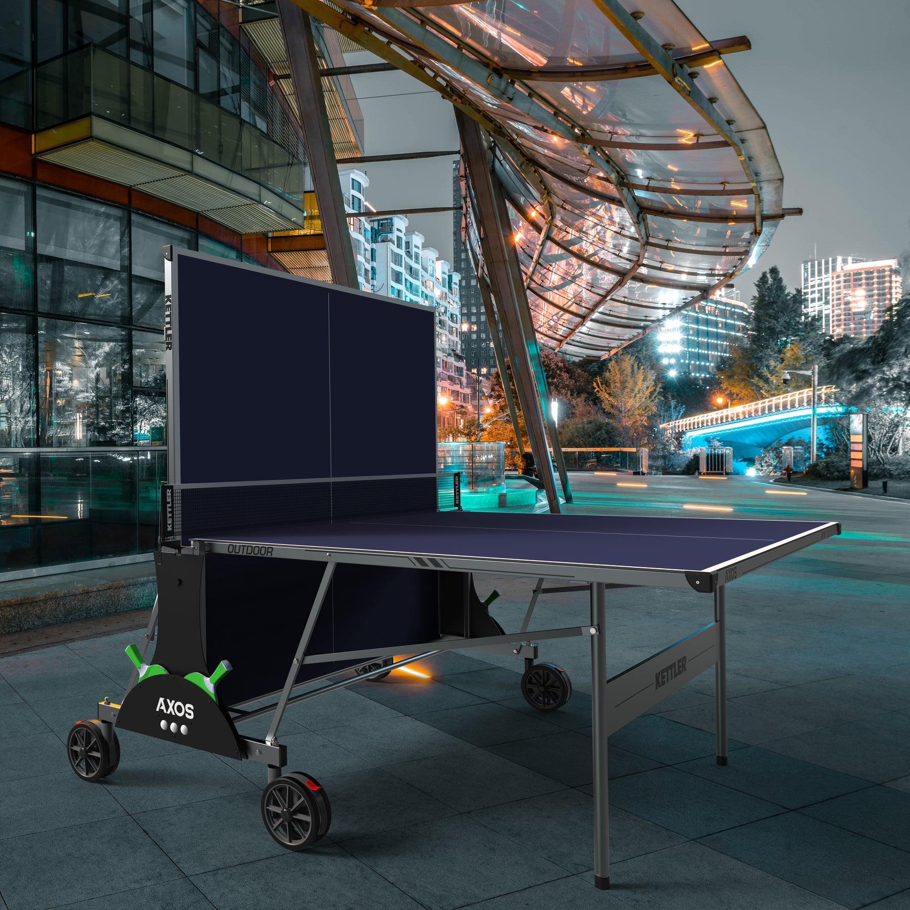 Kettler Axos Outdoor Table Tennis Table 2-Player Bundle