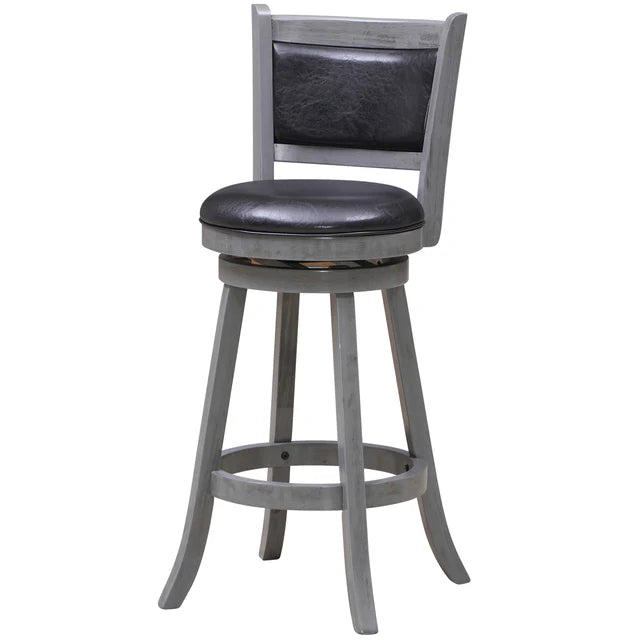 RAM Game Room 72" Bar in Slate with paneled front, black cushioned seat, and swivel base.