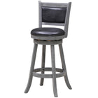 RAM Game Room 72" Bar in Slate with paneled front, black cushioned seat, and swivel base.