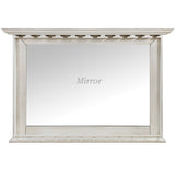 RAM Game Room Bar Mirror - White: rectangular solid wood wall mirror with decorative trim.