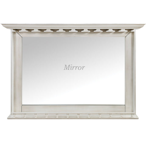 RAM Game Room Bar Mirror - White: rectangular solid wood wall mirror with decorative trim.