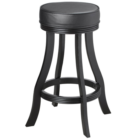 RAM Game Room Backless Barstool - Black with padded vinyl seat, wood legs, and footrest.