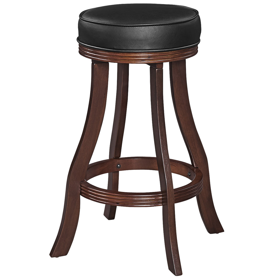 RAM Game Room Backless Barstool - Cappuccino: four curved wood legs, round padded vinyl seat.