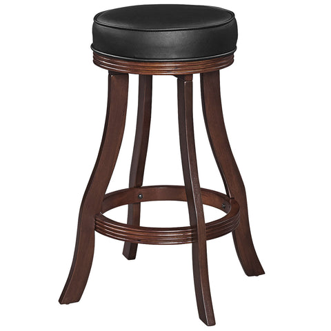 RAM Game Room Backless Barstool - Cappuccino: four curved wood legs, round padded vinyl seat.