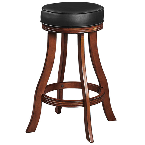 RAM Game Room Backless Barstool in Chestnut with curved legs and padded vinyl seat for comfort.