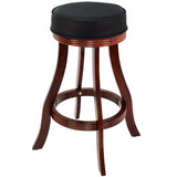 RAM Game Room Backless Barstool - English Tudor with curved legs and a round black vinyl seat.