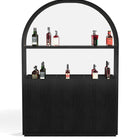 RAM Game Room Prohibition Back Bar - Black with liquor bottles on two sleek shelves.