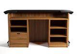 RAM Game Room Prohibition 84" Walnut Bar with shelves and drawer in Art Deco style.