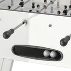 Close-up of the Rene Pierre Match Foosball Table in White, ideal for any home game room.