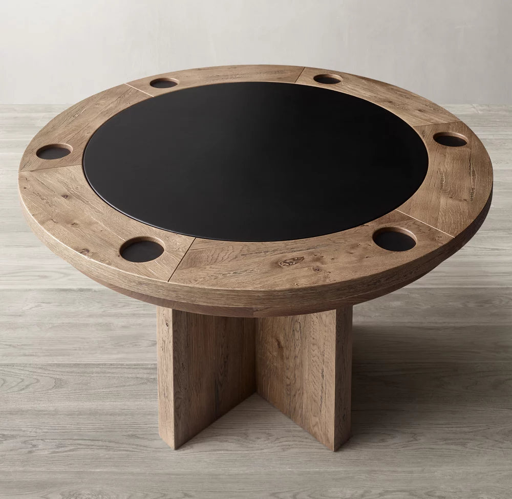 Brunswick Parsons Poker Table in natural dry oak with black center by Brunswick Billiards.
