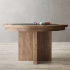 Brunswick Billiards Parsons Poker Table in Natural Dry Oak Finish with chips stacked on top.