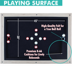 Diagram of a basketball backboard with measurements and text about playing surface quality.