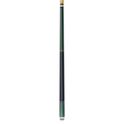 Green pool cue with a white tip on a white background