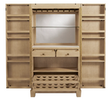 American Heritage Billiards Port Royal Cabinet with mirror, shelves, drawers, and wine storage.